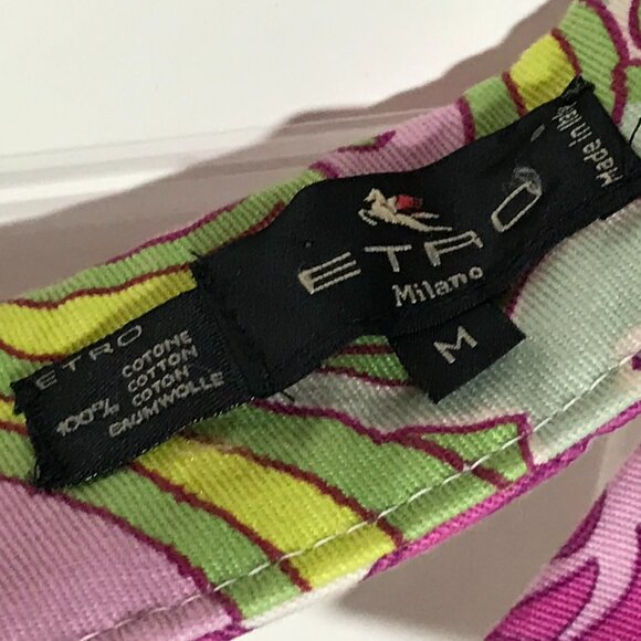 ETRO Milano Women's Visor -Pink Purple Green Orange Print -Tie Detail Sz M NWOT - Picture 14 of 16